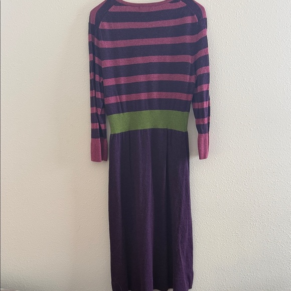 Boden Purple, Pink & Green Long Sleeve Striped Scoop Neck Sweater Dress - Picture 3 of 4
